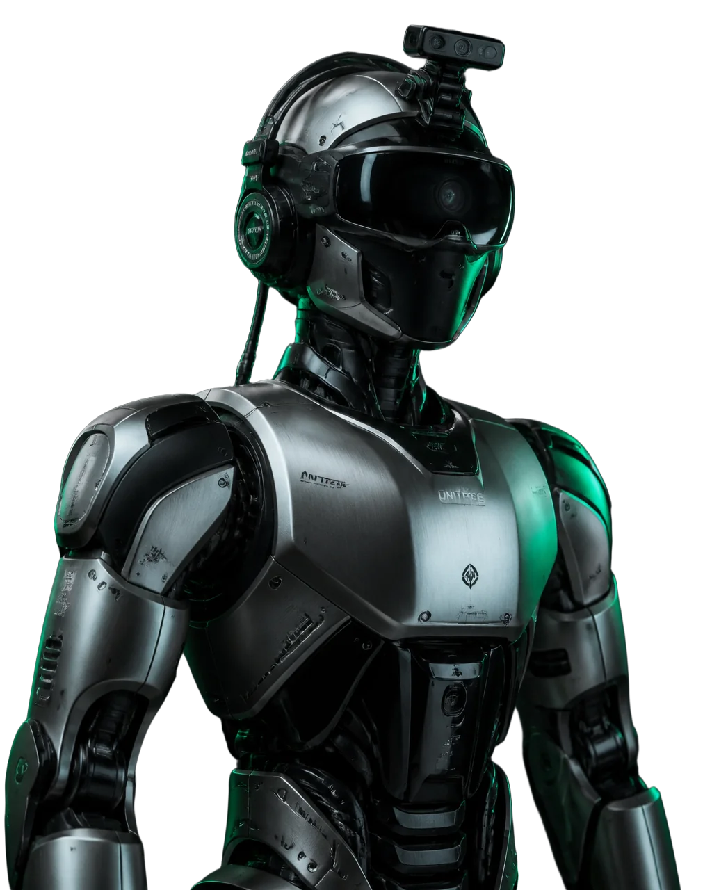 Robô humanoide com suporte de câmera na cabeça